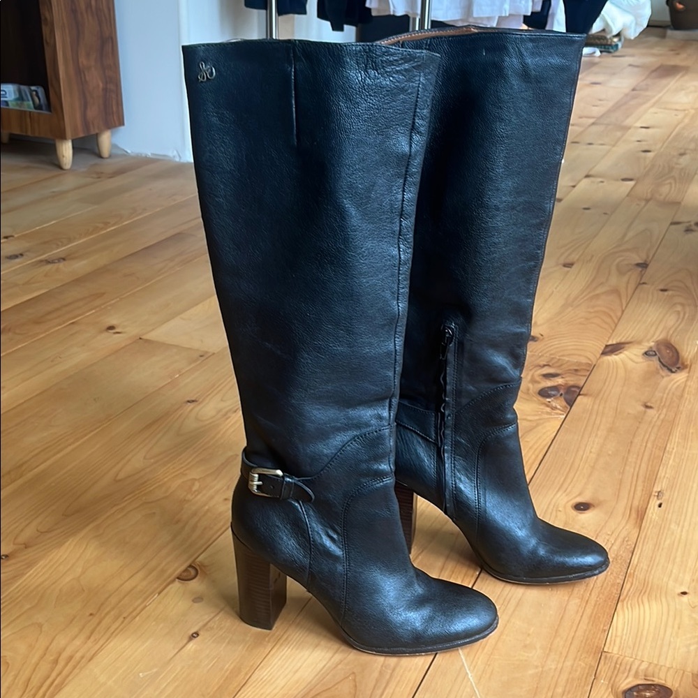 Elegant Black Leather Knee-High Boots
